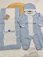 Set Nascita Tessuto invernale Nazareno Gabrielli intreccio a mano celeste NG3488 DIS 17 - Piccole Canaglie - PC29621