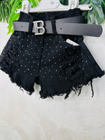 Short Denim nero Brillantini - Piccole Canaglie - PC26189