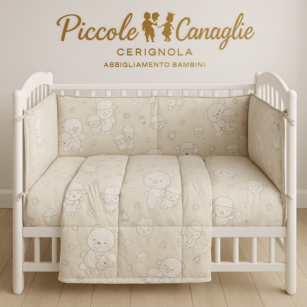Trapunta culla + Paracolpi Begie - Piccole Canaglie - PC22700