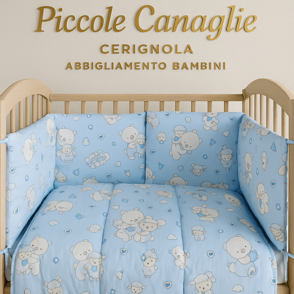 Trapunta Culla + Paracolpi Celeste - Piccole Canaglie - PC22701