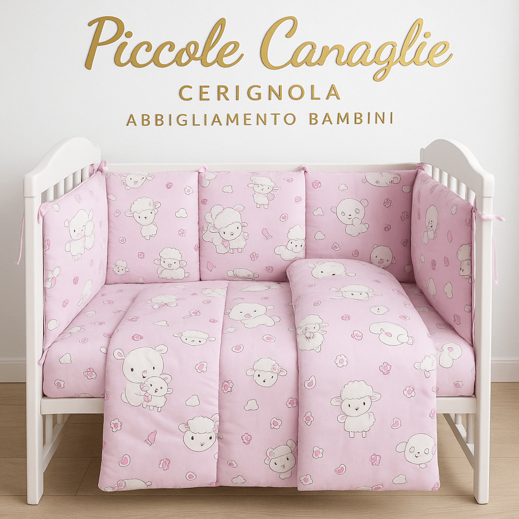 Trapunta culla + paracolpi rosa - Piccole Canaglie - PC22702