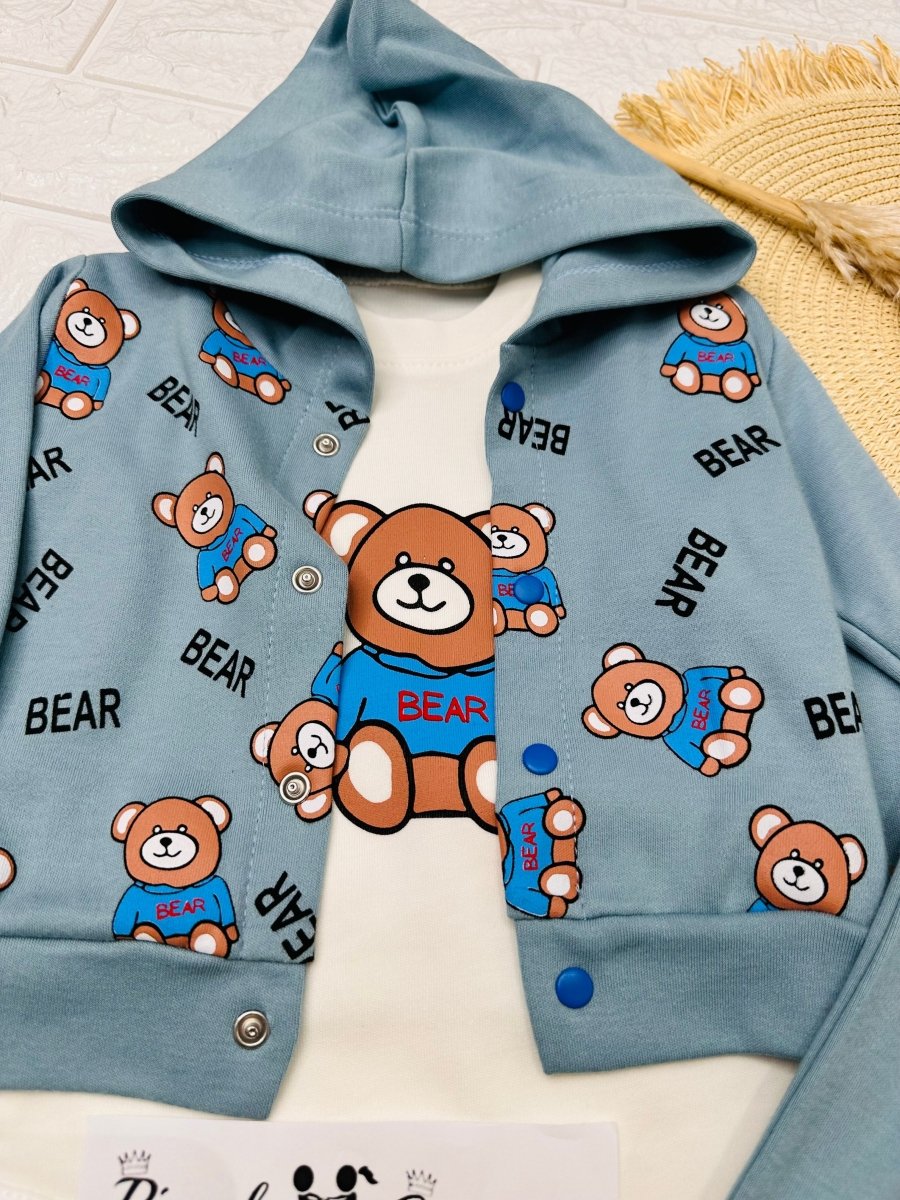 Tuta Cotone Orso Celeste - Piccole Canaglie - PC25192