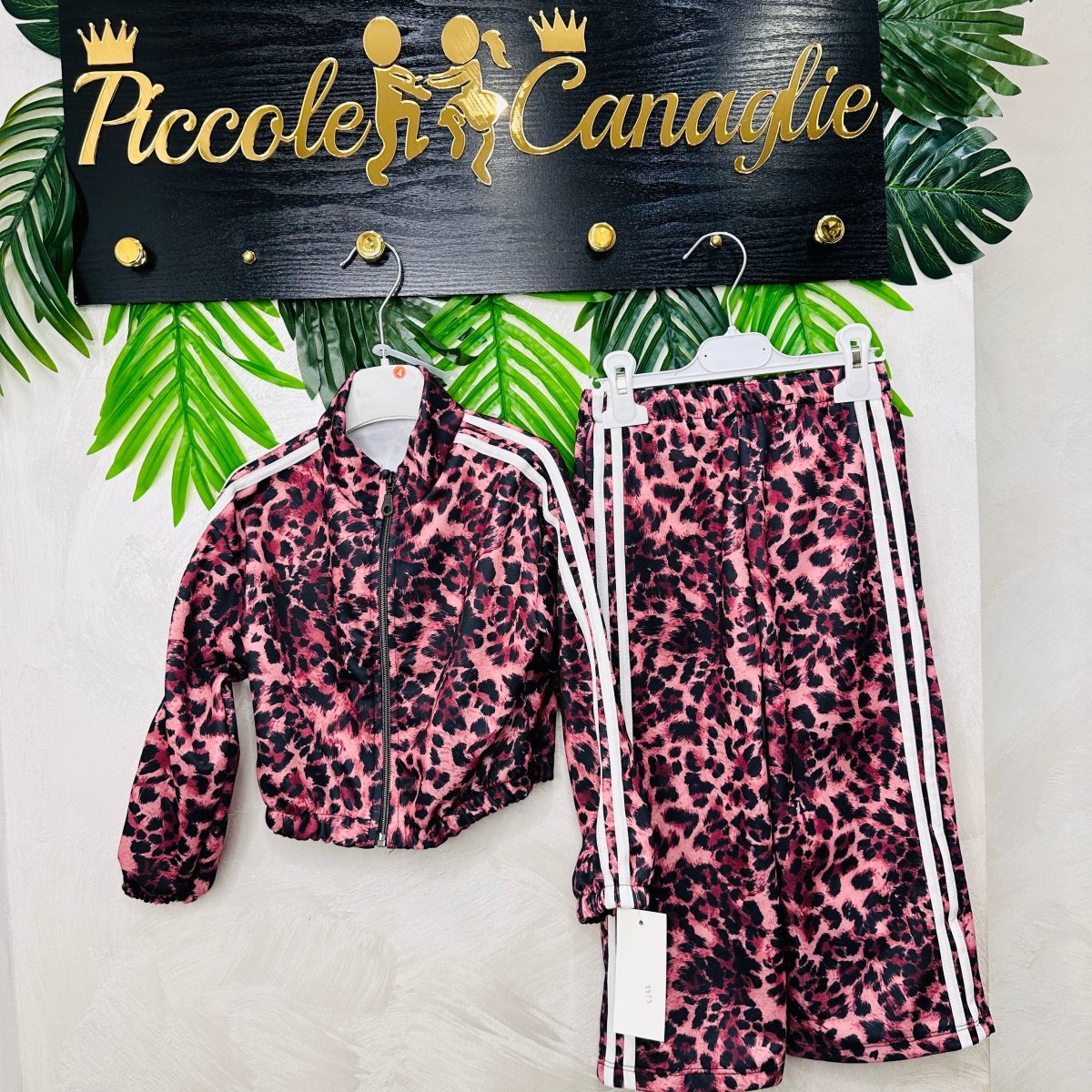 Tuta Felpata Animalier Rosa - Piccole Canaglie - PC23010