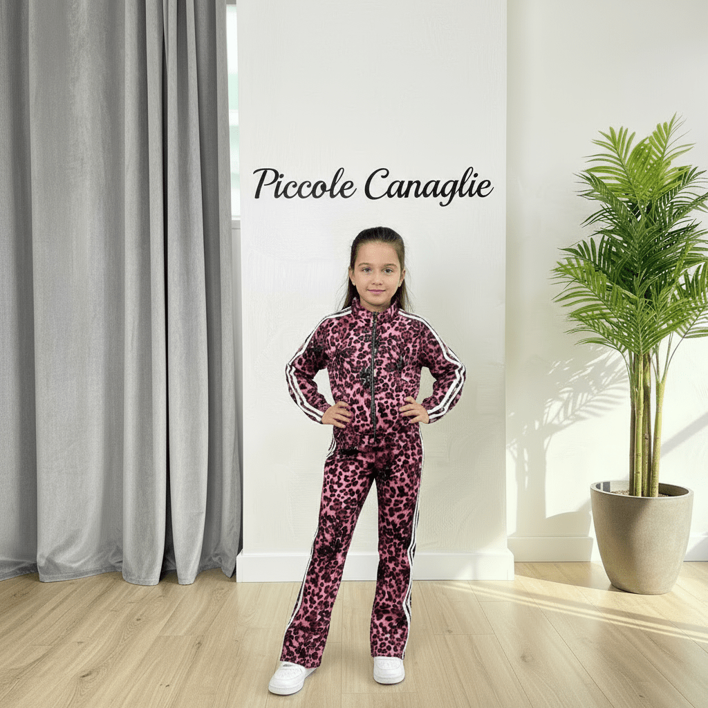 Tuta Felpata Animalier Rosa - Piccole Canaglie - PC23010