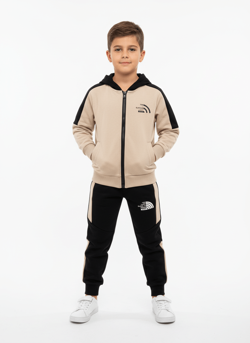 Tuta Felpata modello North Face@ Nera e verde - Piccole Canaglie - PC24138