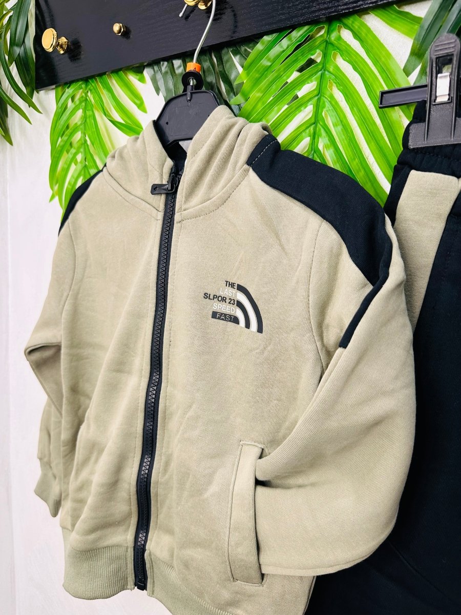 Tuta Felpata modello North Face@ Nera e verde - Piccole Canaglie - PC24138