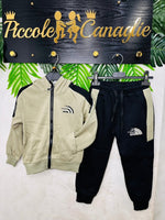 Tuta Felpata modello North Face@ Nera e verde - Piccole Canaglie - PC24138