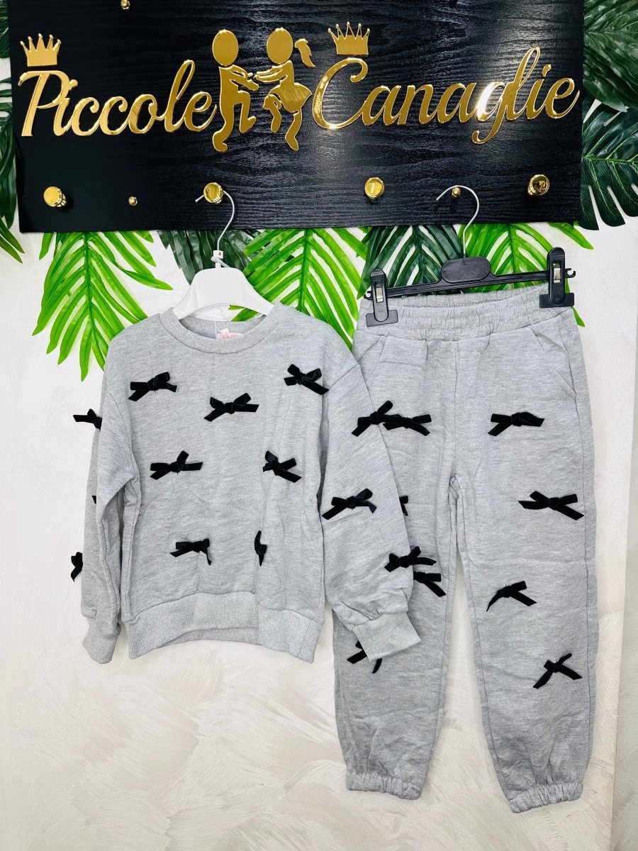 Tuta Fiocchetti Grigia Felpata - Piccole Canaglie - PC23354