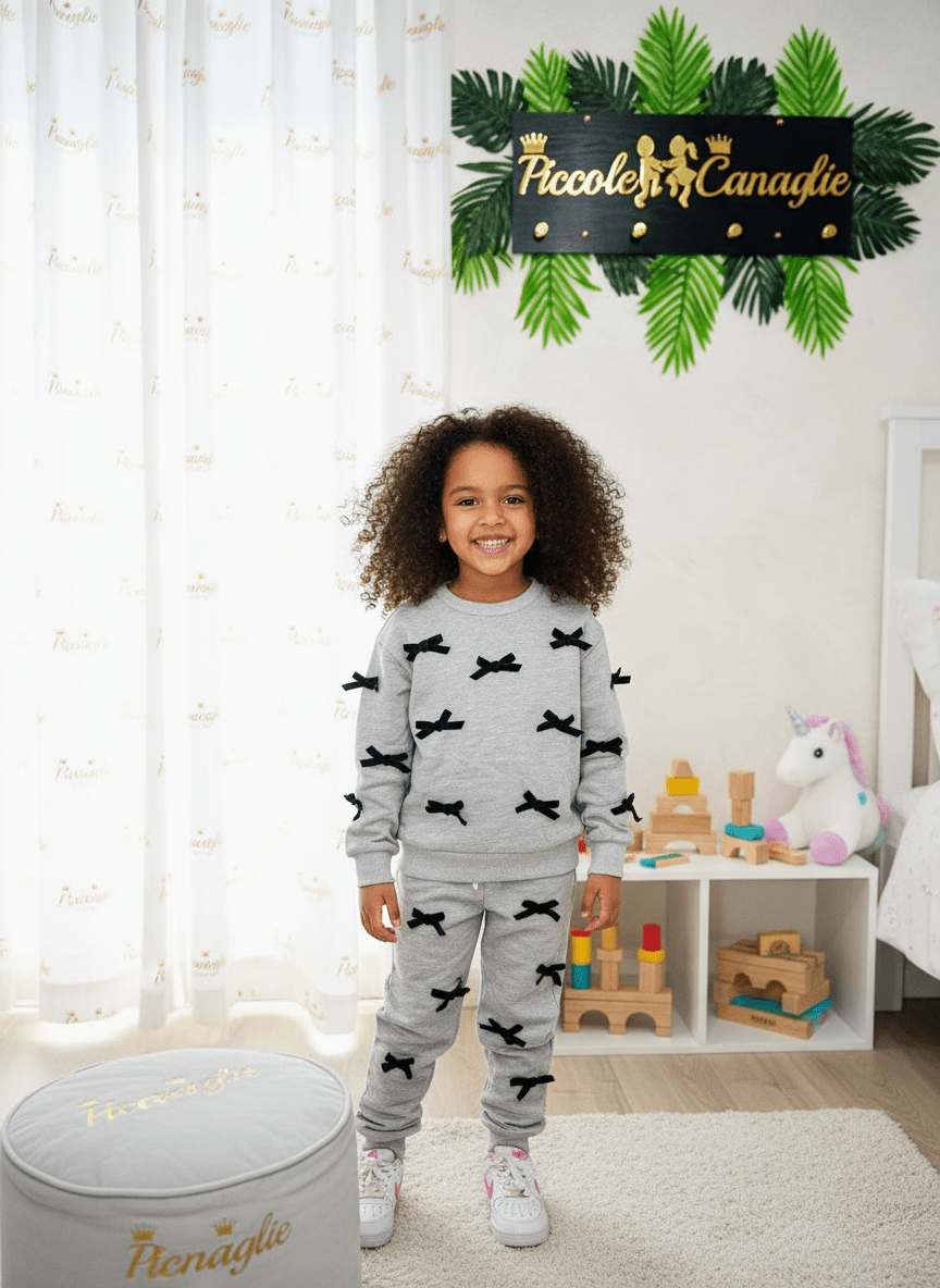 Tuta Fiocchetti Grigia Felpata - Piccole Canaglie - PC23354