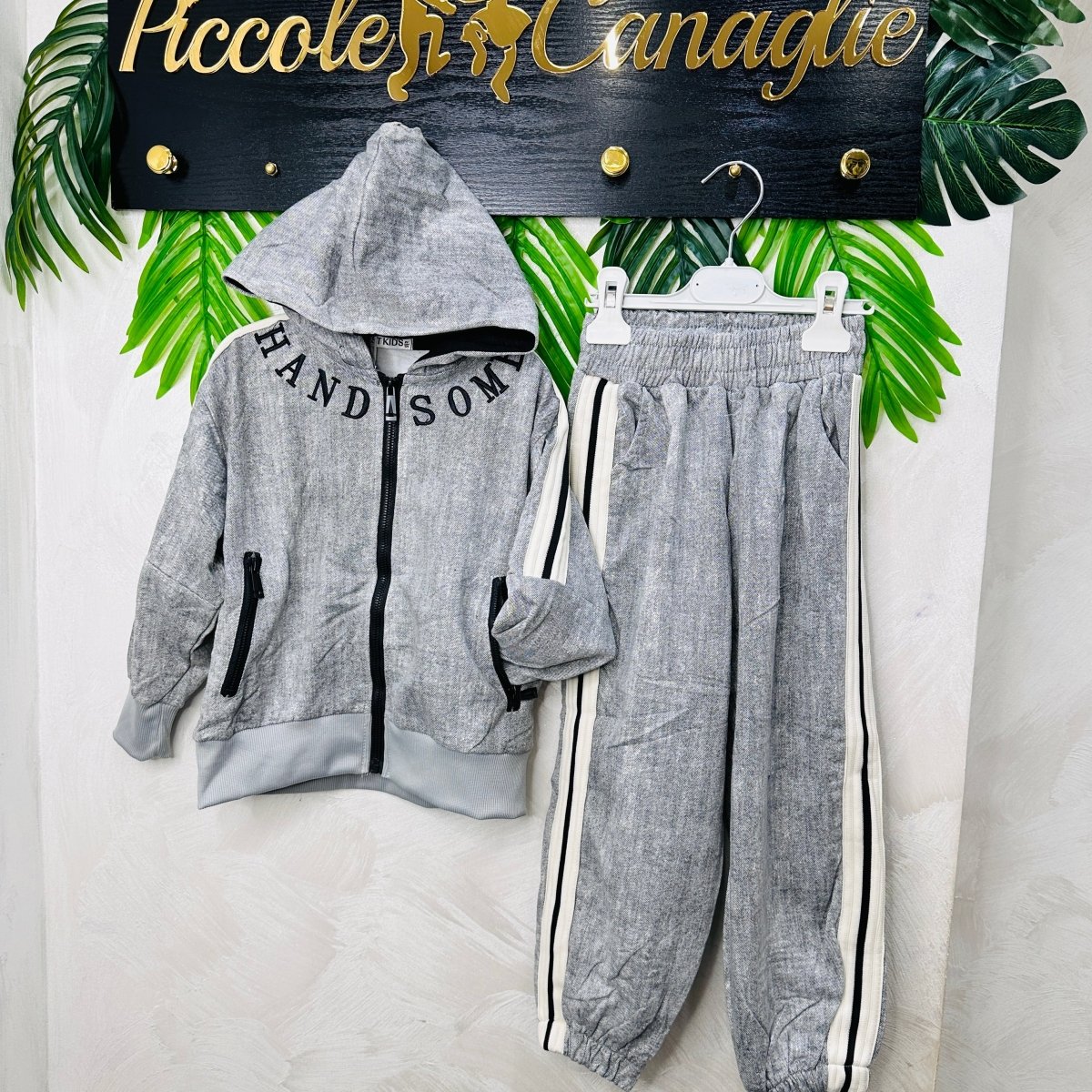 Tuta Hand Some Effetto Jeans Grigia - Piccole Canaglie - PC22880
