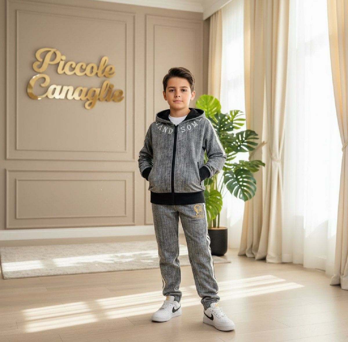 Tuta Hand Some Effetto Jeans Nera - Piccole Canaglie - PC22886