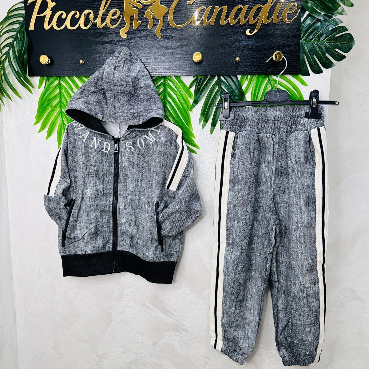 Tuta Hand Some Effetto Jeans Nera - Piccole Canaglie - PC22886