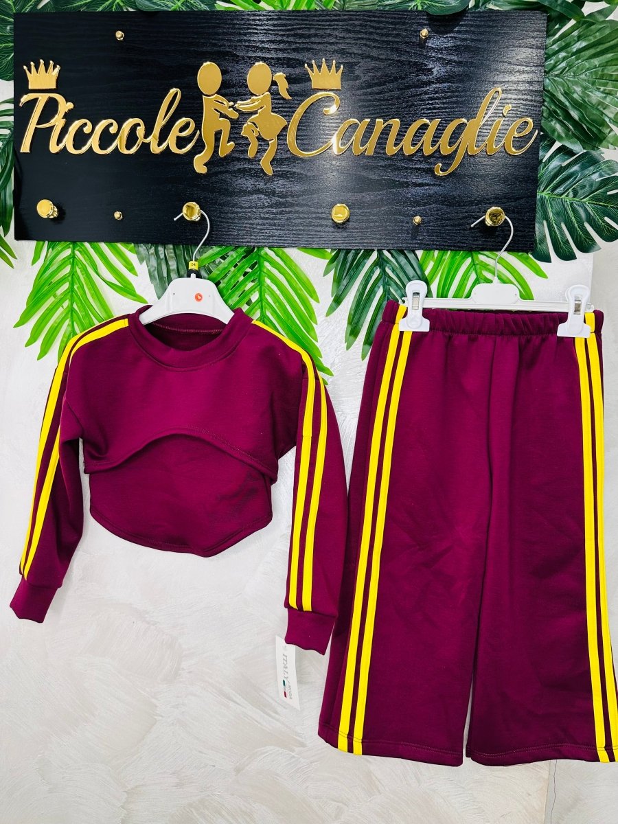 Tuta linea track suit felpata bordo’ - Piccole Canaglie - PC23585