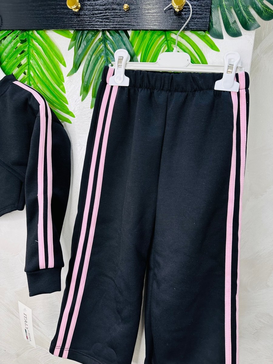 Tuta linea track suit felpata nera - Piccole Canaglie - PC23591