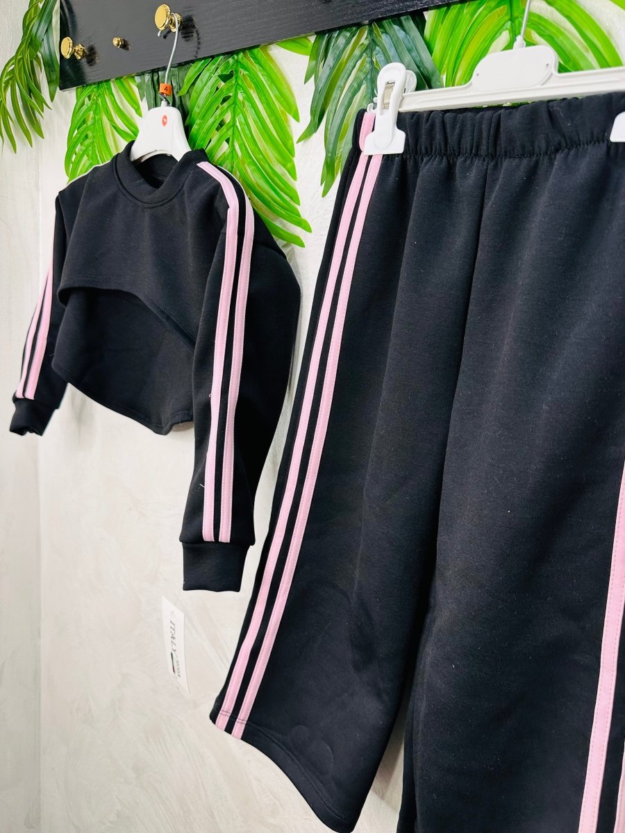Tuta linea track suit felpata nera - Piccole Canaglie - PC23591