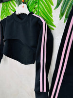 Tuta linea track suit felpata nera - Piccole Canaglie - PC23591