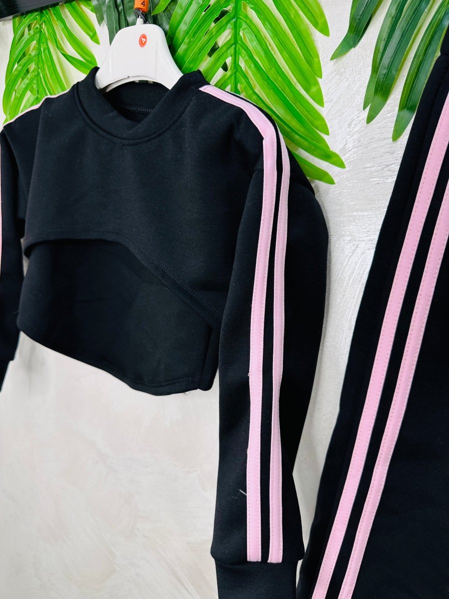 Tuta linea track suit felpata nera - Piccole Canaglie - PC23591