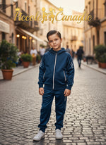 Tuta Modello Ferr@ri felpata blu Petrolio - Piccole Canaglie - PC23426