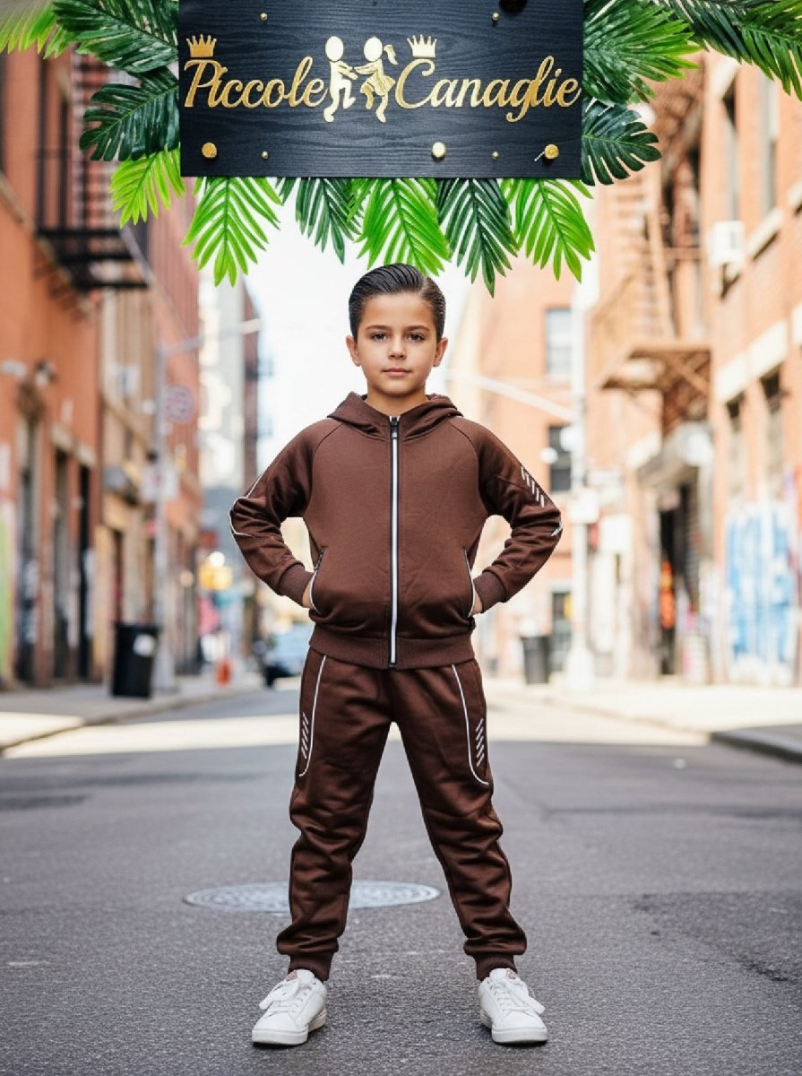 Tuta Modello Ferr@ri felpata Marrone - Piccole Canaglie - PC23420