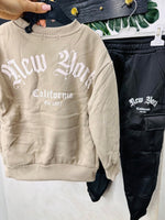 Tuta New YORK Felpata Begie - Piccole Canaglie - PC24698