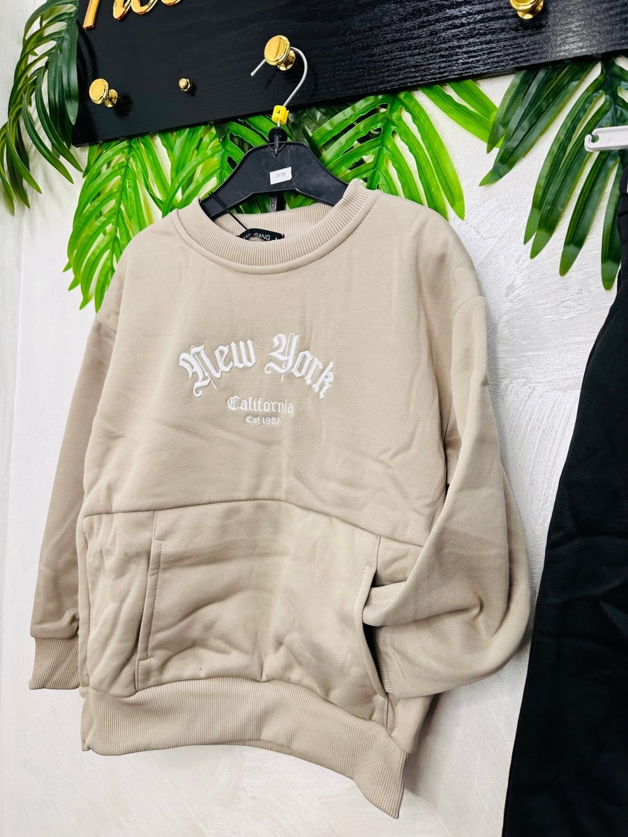 Tuta New YORK Felpata Begie - Piccole Canaglie - PC24698