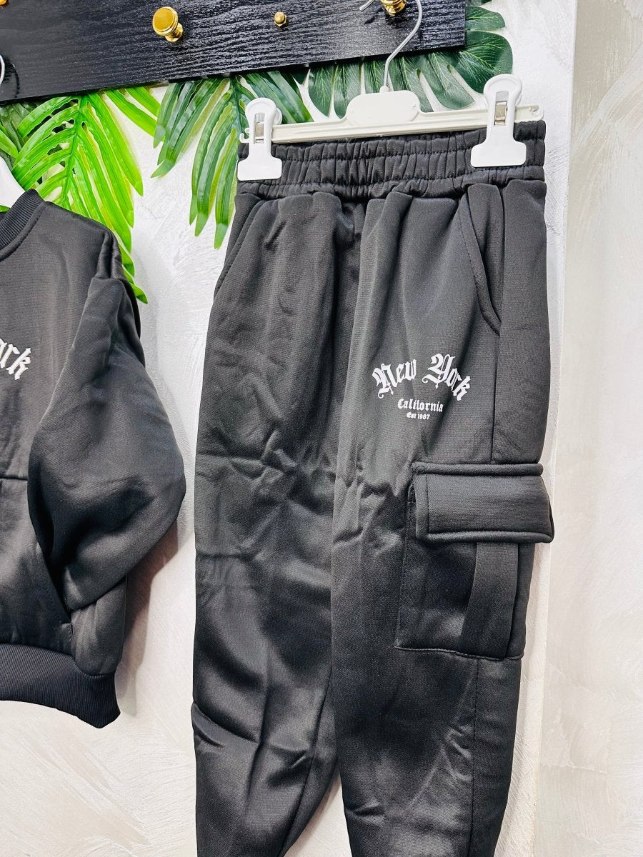 Tuta New YORK Felpata nera - Piccole Canaglie - PC24693