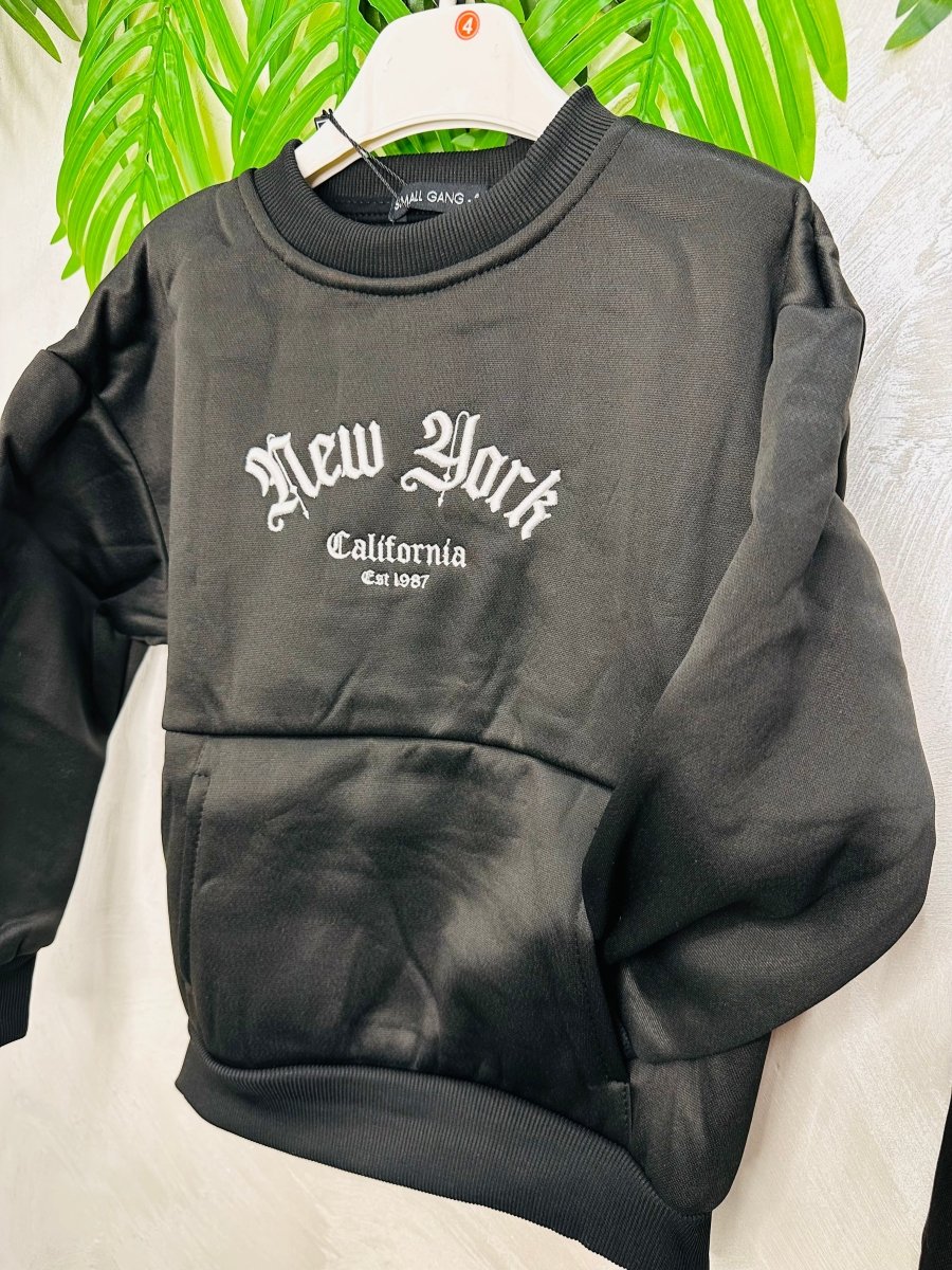 Tuta New YORK Felpata nera - Piccole Canaglie - PC24693