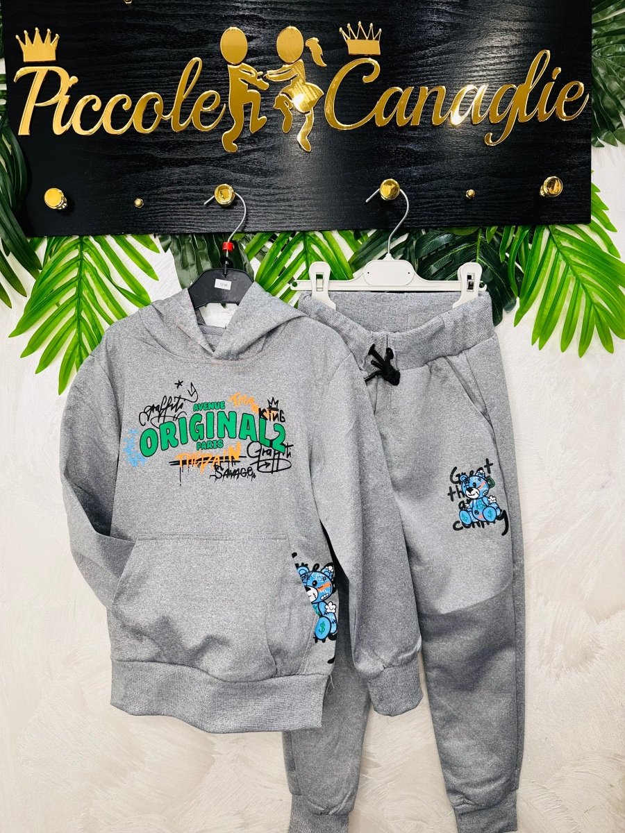 Tuta Orso Graffiti Grigia 112 - Piccole Canaglie - PC25747