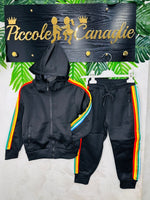 Tuta Sprint Multicolor Nera Felpata - Piccole Canaglie - PC23337