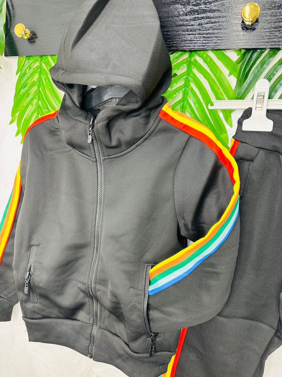 Tuta Sprint Multicolor Nera Felpata - Piccole Canaglie - PC23337