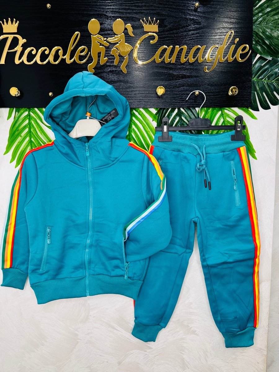 Tuta Sprint Multicolor verde acqua Felpata - Piccole Canaglie - PC23342