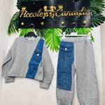Tuta Style Denim Grigia Felpata - Piccole Canaglie - PC22685