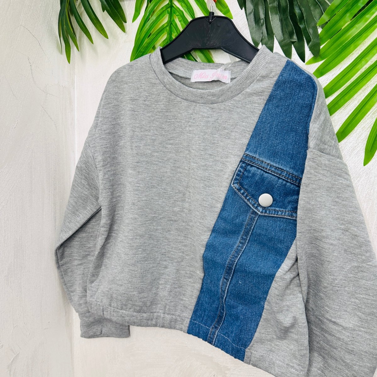 Tuta Style Denim Grigia Felpata - Piccole Canaglie - PC22685