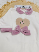 Tutina ciniglia cuoricino bianco malva B549/2F - Piccole Canaglie - PC29960