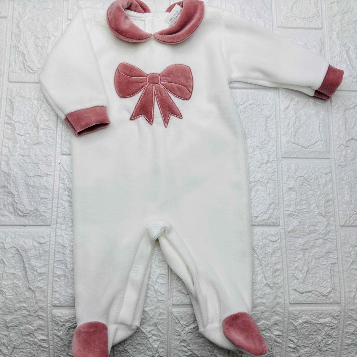 Tutina ciniglia fiocco rosa antico 30413 - Piccole Canaglie - PC20820