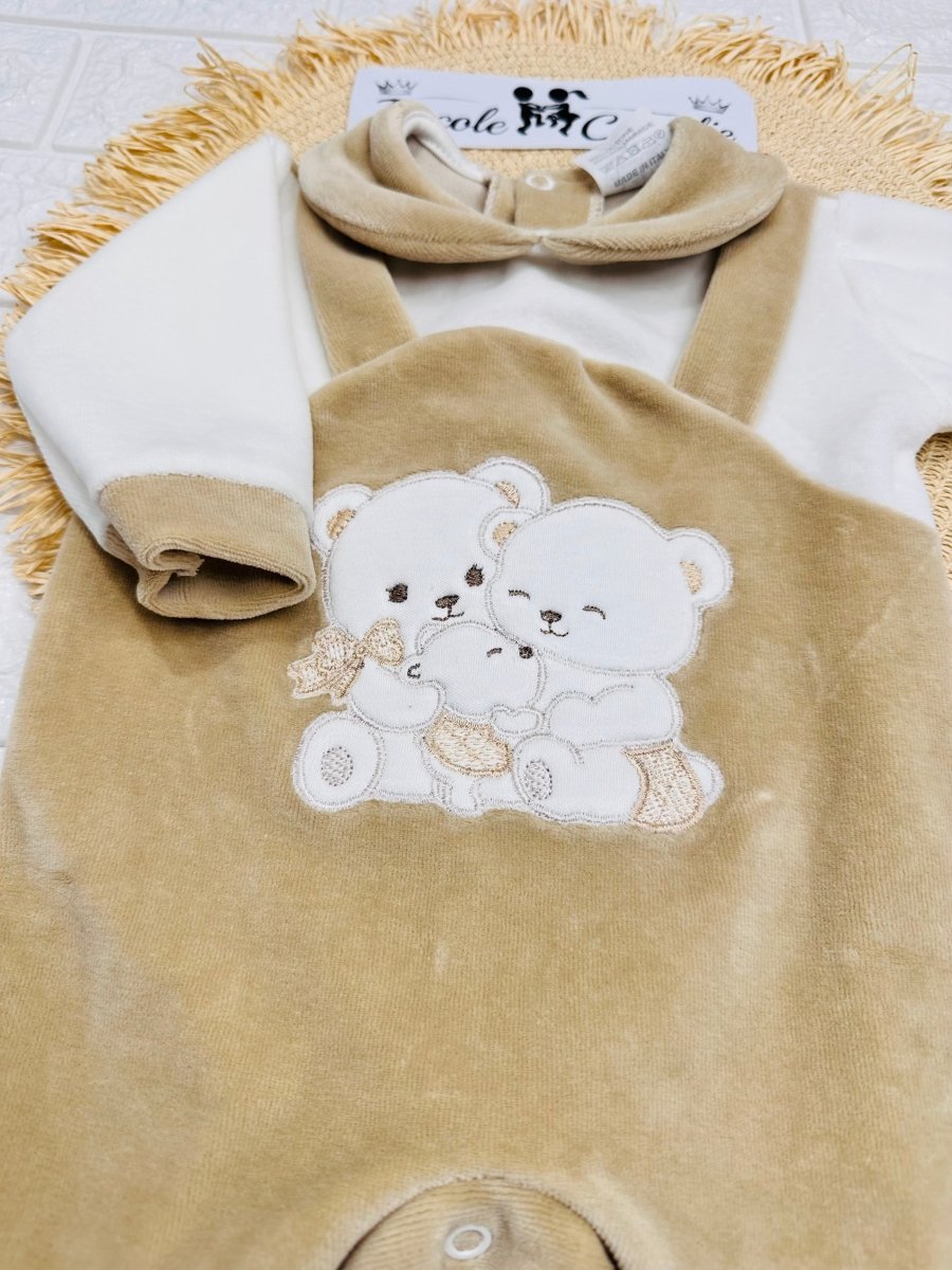 Tutina ciniglia orsetti Abbracci beige 522 - Piccole Canaglie - PC29971