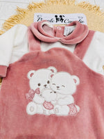 Tutina ciniglia orsetti Abbracci rosa antico 522 - Piccole Canaglie - PC29977