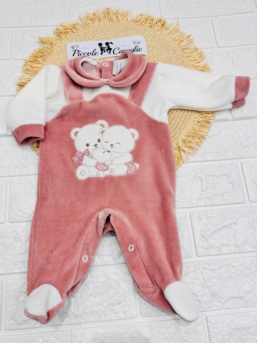 Tutina ciniglia orsetti Abbracci rosa antico 522 - Piccole Canaglie - PC29977