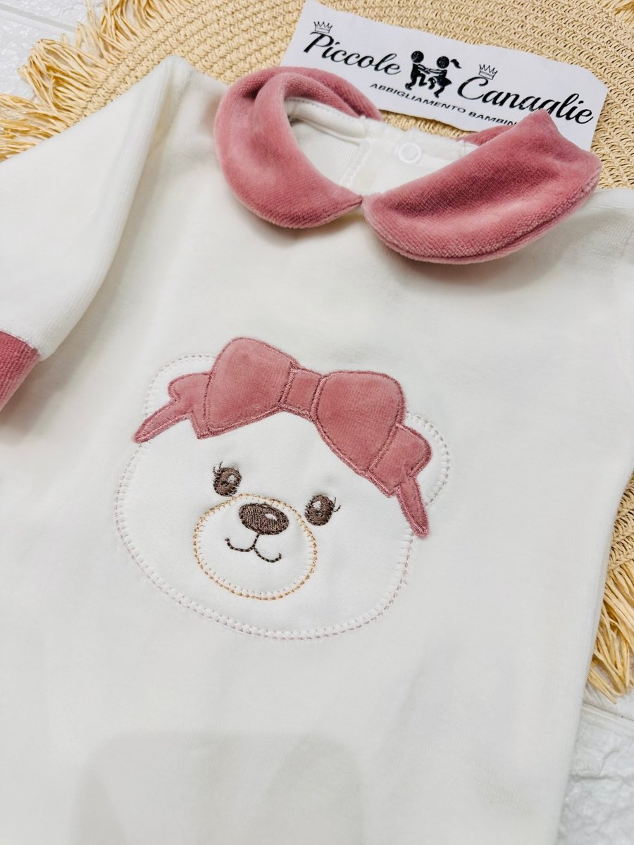 Tutina Ciniglia Orso Fascia Fiocco Rosa Antico 30508 - Piccole Canaglie - PC28605