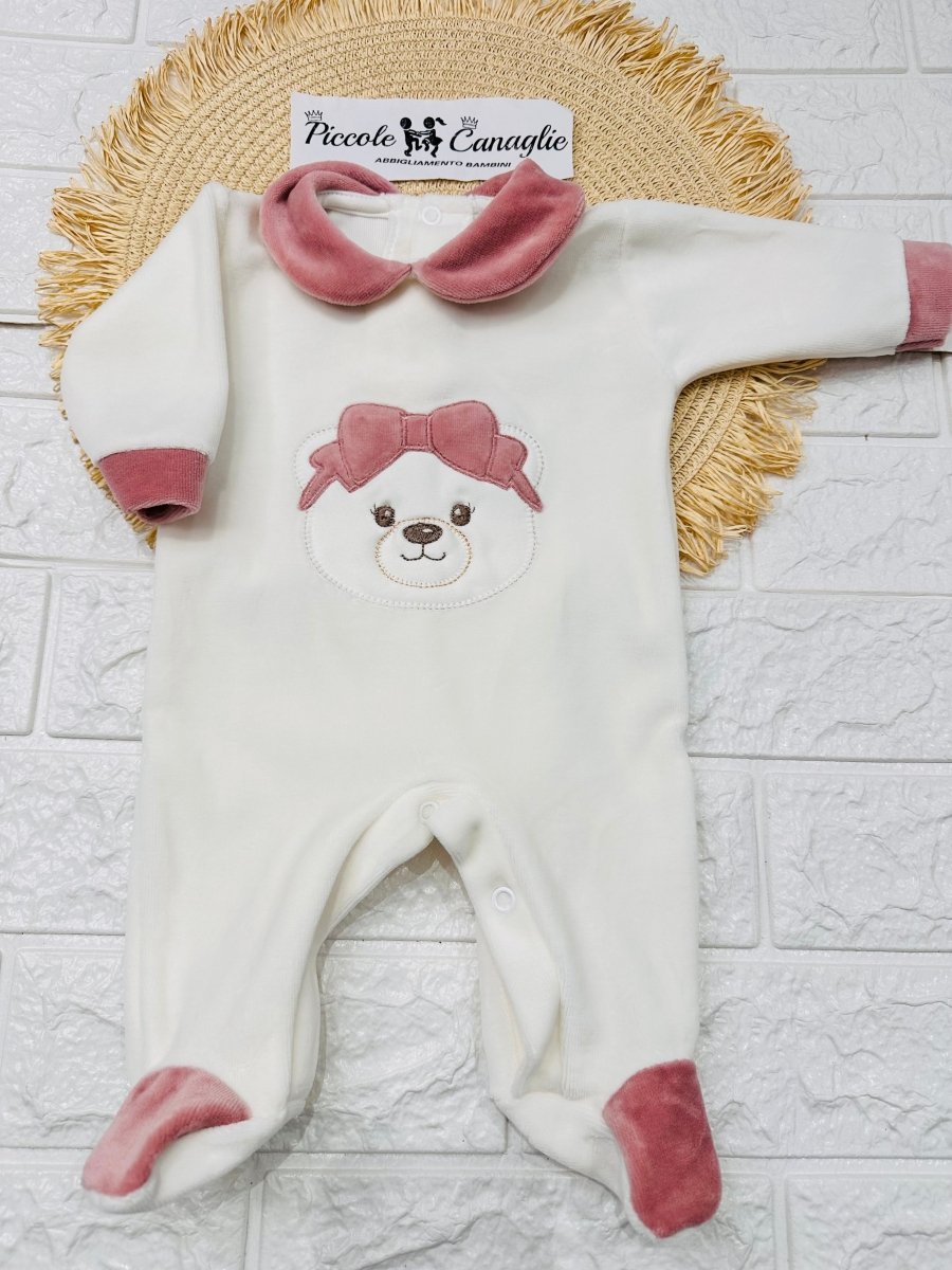 Tutina Ciniglia Orso Fascia Fiocco Rosa Antico 30508 - Piccole Canaglie - PC28605