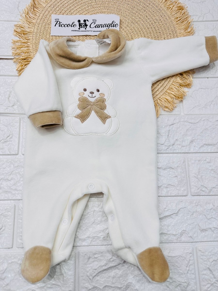 Tutina Ciniglia Orso Fiocco Beige 30514 - Piccole Canaglie - PC28597