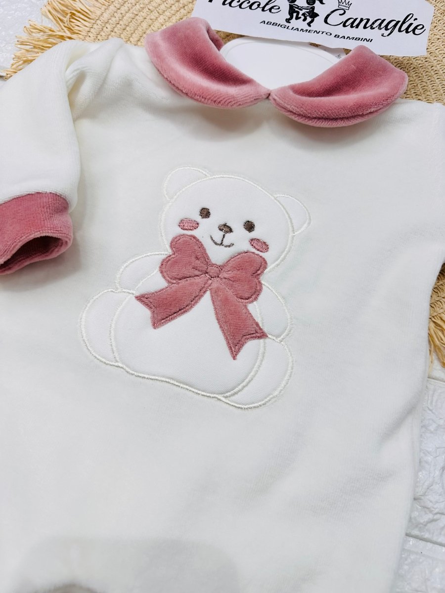 Tutina Ciniglia Orso Fiocco Rosa Antico 30514 - Piccole Canaglie - PC28588