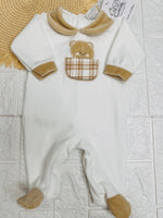 Tutina ciniglia orso taschino quadri Begie - Piccole Canaglie - PC24044