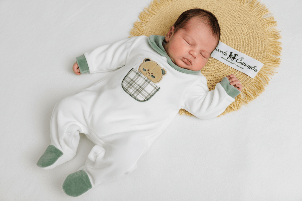 Tutina ciniglia Taschino quadri verde 30406 - Piccole Canaglie - PC24041