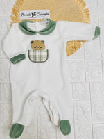 Tutina ciniglia Taschino quadri verde 30406 - Piccole Canaglie - PC24041