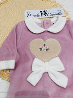 Tutina completo ciniglia cuoricino malva B549/2F - Piccole Canaglie - PC29965