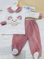 Tutina Completo Ciniglia Gattino Coccoloso Rosa Antico 31515 - Piccole Canaglie - PC29777