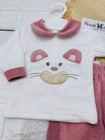 Tutina Completo Ciniglia Gattino Coccoloso Rosa Antico 31515 - Piccole Canaglie - PC29777