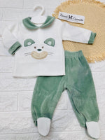 Tutina Completo Ciniglia Gattino Coccoloso Verde 31515 - Piccole Canaglie - PC29783