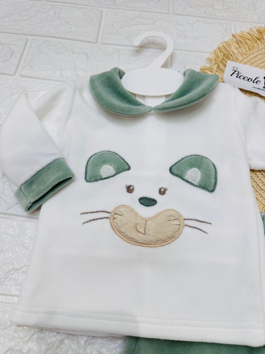 Tutina Completo Ciniglia Gattino Coccoloso Verde 31515 - Piccole Canaglie - PC29783